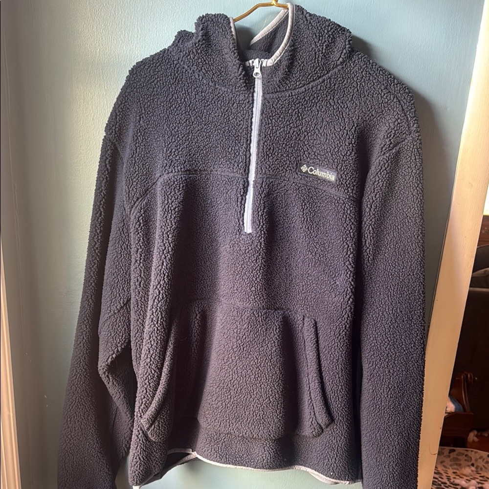 Columbia women’s Gray Half-Zip Sherpa Fleece Pullover xl